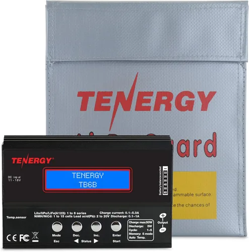 Tenergy 1S-6S Digital Battery Pack Charger for Li-Fe/Li-PO/NiCd/NiMH Packs Balance Charger Discharger w/Tamiya/JST/EC3/HiTec/Deans Connectors + Lipo