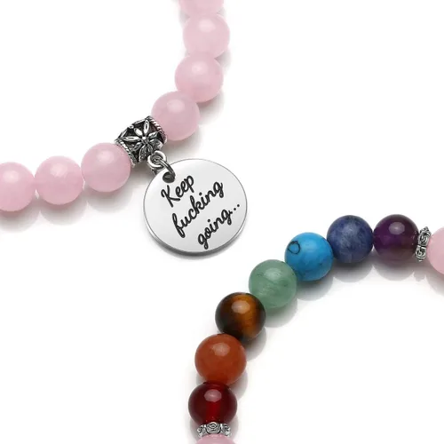 Miniatura 3 de Jovivi - Pulsera de 7 chakras con piedras preciosas naturales, cuentas de yoga, cristales curativos reiki, cuentas elásticas con abalorio inspirador
