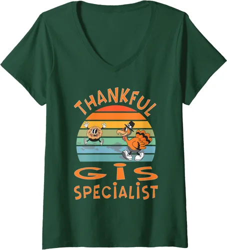 Miniatura 10 de Womens GIS Specialist Job Funny Thanksgiving V-Neck T-Shirt