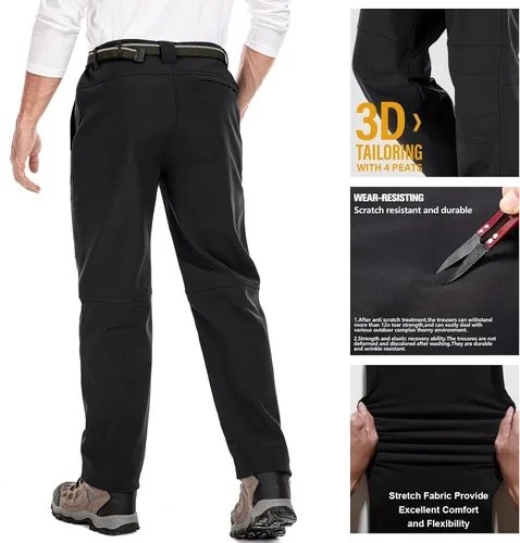 Miniatura 4 de Jessie Kidden - Pantalones de hombre impermeables, para actividades en exteriores, senderismo, nieve, esquí, pesca, con forro de felpa, térmicos