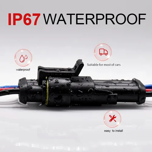 Miniatura 6 de Conector de 2 pines (kit de 6), conectores eléctricos automotrices de 18 AWG, conectores de cable impermeables, conectores eléctricos de 2 pines
