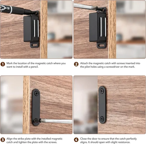 Miniatura 5 de Ravinte - Paquete de 8 cierres magnéticos para puerta en negro, imanes de gabinete negro mate, cierre magnético fuerte para gabinetes de cocina