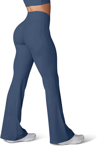 Miniatura 117 de HEGALY Pantalones de yoga acampanados para mujer, leggings cruzados, suaves, de cintura alta, pantalones casuales de entrenamiento con corte de bota