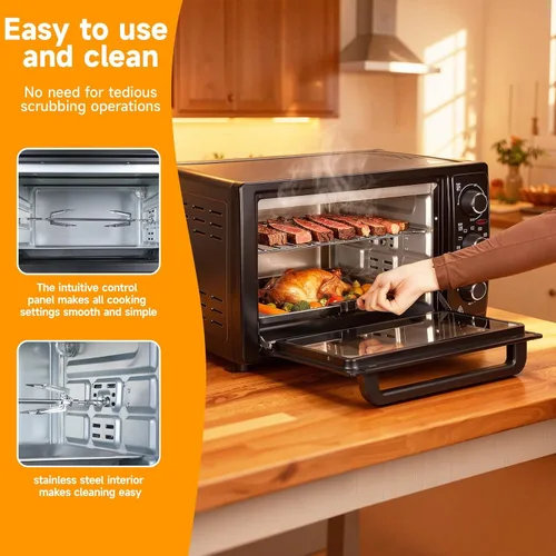 Miniatura 5 de Horno de encimera combinado de freidora de vapor y aire de 34 cuartos de galón / 32 litros, 1500 W, horno tostador multifuncional con temporizador