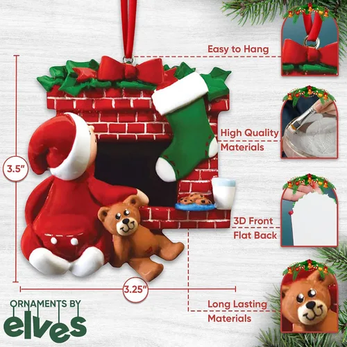 Miniatura 3 de Adorno personalizado para árbol de Navidad 2024 – Adorno de Navidad de la segunda Navidad de Papá Noel 2024 esperando para árbol de Navidad, adorno