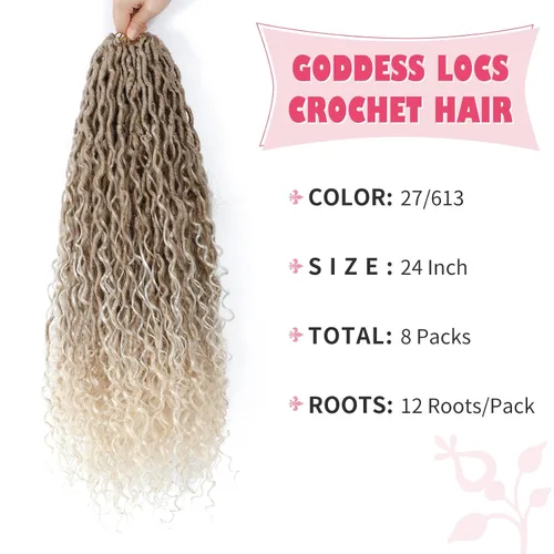 Miniatura 146 de Alicoco Goddess Locs Cabello de Ganchillo 12 Pulgadas 8 Paquetes Rastas Sintéticas de Ganchillo Para Mujeres Rastas Suaves Boho Pre-enrolladas River