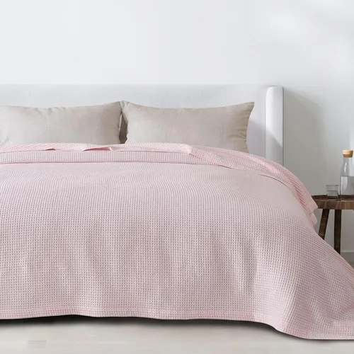Miniatura 6 de Great Bay Home - Manta de tejido de gofre (Waffle) de 100% algodón Ligero y suave, perfecto para usar en capas. Colección Mikala., Algodón, Rosado