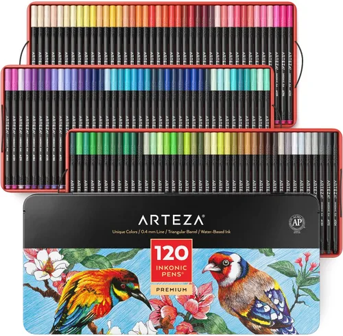 Miniatura 10 de ARTEZA - Plumones Inkonic Fineliners, juego de 72, marcadores de punta fina de 0.4 mm, plumones de arte a base de agua para dibujar, hacer bocetos