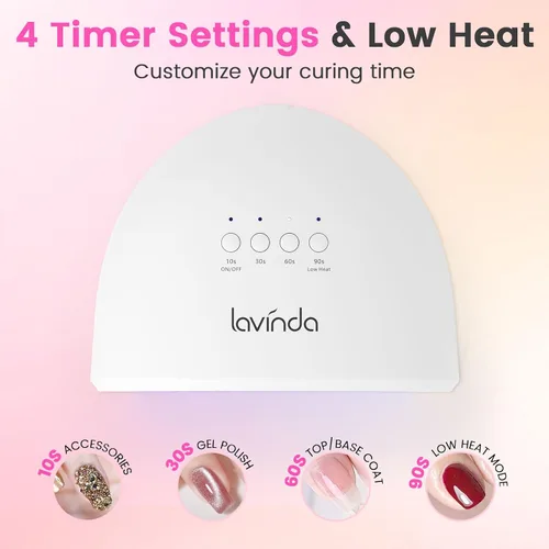 Miniatura 3 de Lavinda Lámpara de uñas LED UV 2 en 1 con luz roja, luz UV de 54 W para uñas de esmalte de gel, secador de uñas profesional de secado rápido