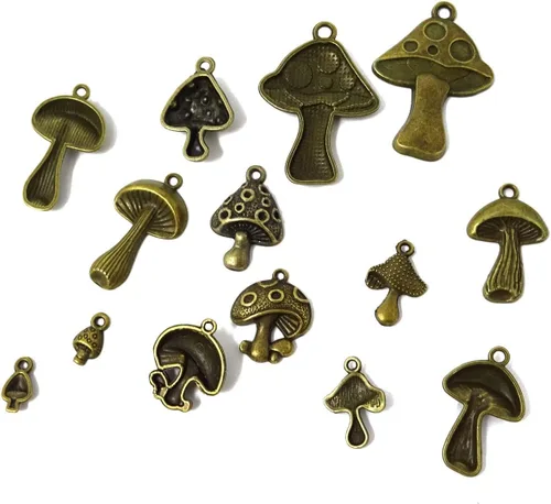 Miniatura 5 de Honbay 42 dijes de aleación de hongos, bonitos hallazgos de joyería para aretes, collares, pulseras, llaveros y manualidades (7 estilos), aleación