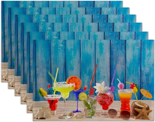 Miniatura 8 de Juego de 6 manteles individuales de mármol negro y dorado, lavables para mesa de cocina, comedor, resistentes al calor, para decoración de fiestas