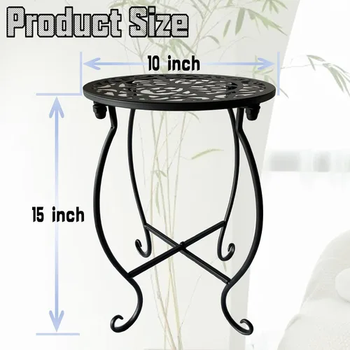 Miniatura 6 de Soporte para plantas para interiores y exteriores, soporte para macetas de 15 pulgadas de alto, soporte redondo de esquina de metal para maceta