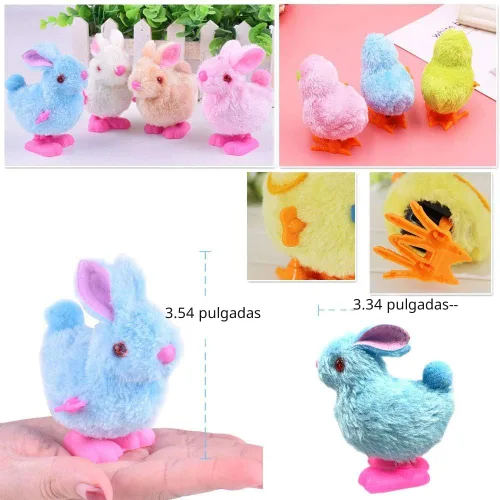 Miniatura 6 de Huevos de Pascua precargados con coloridos conejitos saltadores y pollo para cestas novedosas, recuerdos de fiesta de caza de huevos, paquete de 8