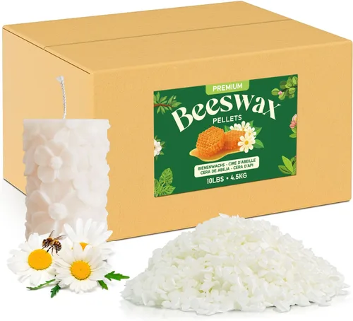 NORVENCE Gránulos de cera de abejas 4.5 KG, cera de abejas blanca pura y natural para hacer velas, cuidado de la piel DIY, bálsamo labial, jabón,
