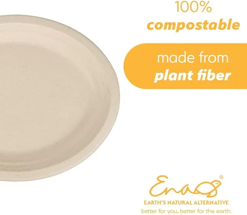 Miniatura 3 de Platos de papel desechables 100 % compostables a granel [12.5 pulgadas ovaladas paquete de 50], platos de bambú, ecológicos, biodegradables