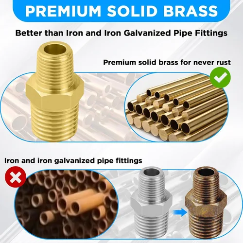 Miniatura 4 de SDTC Tech Paquete de 2 accesorios de tubería de latón 1/4 NPT rosca macho a 1/8 NPT macho adaptador reductor de rosca macho conectores de pezón