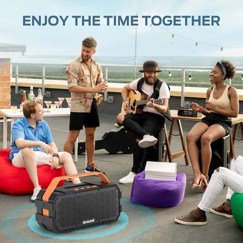 Miniatura 7 de BUGANI Altavoz Bluetooth, altavoces Bluetooth portátiles con sonido estéreo de 40 W, altavoz Bluetooth ruidoso 24 horas de reproducción compatible