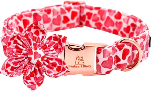 Miniatura 13 de Lionheart glory Collar de lazo para perro para el día de San Valentín, collar de perro para perros grandes, collares de perro con corazones con A