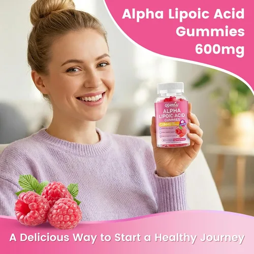 Miniatura 6 de Paquete de 2 gomitas de ácido alfa lipoico de 600 mg, suplemento de ALA masticable de alta absorción para antioxidantes, salud cerebral y apoyo