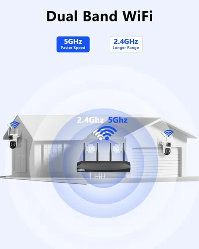 Miniatura 7 de 【Audio de 2 vías y vista de 360°】 Cámaras de seguridad PTZ de 4MP inalámbricas para exteriores, sistema de vigilancia WiFi para el hogar, kits