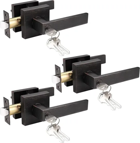 Miniatura 11 de Probrico - Paquete de 6 manijas de puerta para entrada de dormitorio interior, perillas de puerta con cerradura de una llave, entrada con llaves
