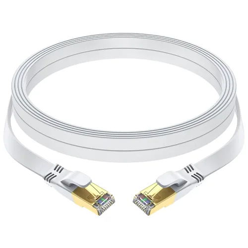 Cable Ethernet Cat 8 de 25 pies, cable de red LAN de alta velocidad para interiores y exteriores de alta resistencia, cable de conexión SFTP chapado