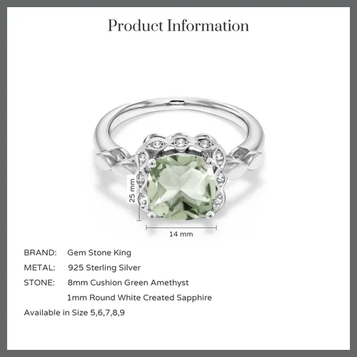 Miniatura 45 de Gem Stone King Anillo de compromiso de plata de ley 925 de 0.315 in con piedra natal y zafiro blanco creado Anillo de compromiso de boda
