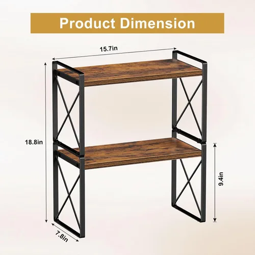 Miniatura 3 de Giikin Organizador de encimera de cocina, juego de 2 estantes de encimera de cocina, estante elevador para estante de especias para armario y Marrón