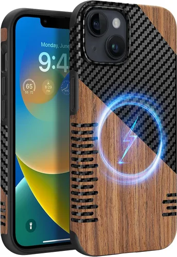 Miniatura 9 de Funda magnética ZZDZZ compatible con iPhone 14 Plus [Compatible con Magsafe] Diseño de cuero premium TPU híbrido a prueba de golpes (Negro)