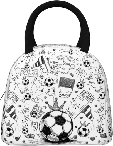 Miniatura 2 de Fiambrera de fútbol con bola portátil aislada, bolsas de almuerzo reutilizables para niños, niñas, hombres, mujeres, escuela, trabajo, oficina