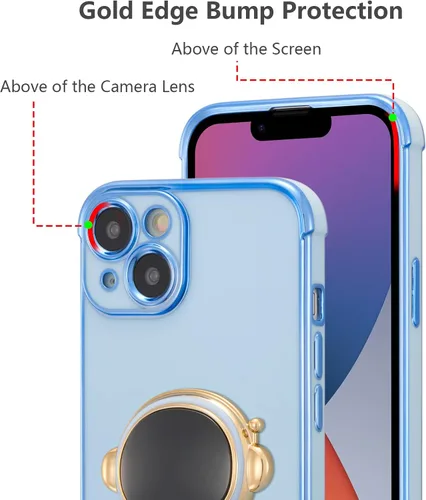 Miniatura 4 de RALEAVO Funda para iPhone 11, linda funda de astronauta 6D con función de soporte, funda con enchapado de lujo, ajuste delgado, TPU suave, protector