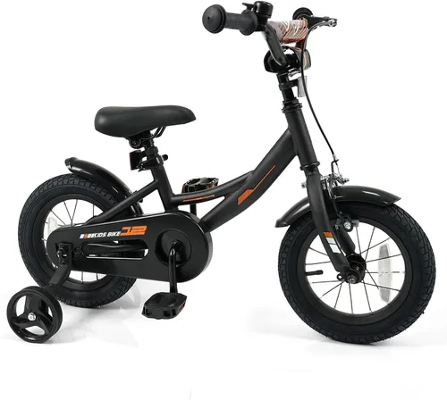 Miniatura 20 de BABY JOY Bicicleta para niños, bicicleta deportiva de 12 a 18 pulgadas con ruedas de entrenamiento extraíbles, asiento y manubrio ajustables, freno