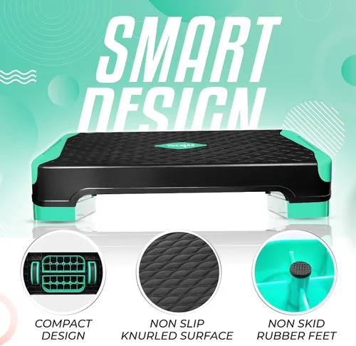 Miniatura 3 de Yes4All Plataforma de Step Aeróbico Ajustable 2 en 1 Stepper para Ejercicios de Fitness con Patas de Tabla de Equilibrio Basculante para A. Neo Verde