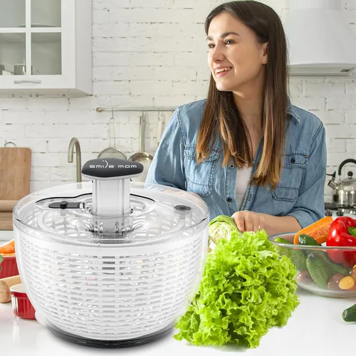Miniatura 5 de Smile mom Centrifugadora de Ensalada Grande Centrifugadora de Lechuga Accesorios de Cocina, Centrifugadora de Ensalada Grande Lavadora de Verduras