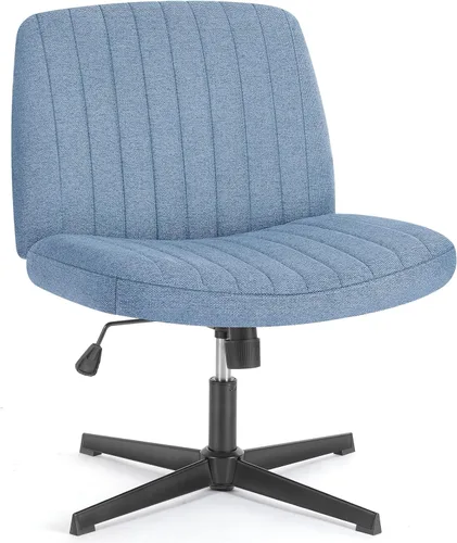 Miniatura 19 de OLIXIS Silla Criss Cross con Ruedas Silla de Escritorio de Oficina y Tocador con Patas Cruzadas Anchas Silla de Tela Cómoda Sin Brazos Ajustable