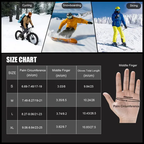 Miniatura 2 de Guantes de esquí impermeables de invierno para hombres y mujeres, resistentes al viento, para pantalla táctil, guantes de nieve, clima frío y cálido