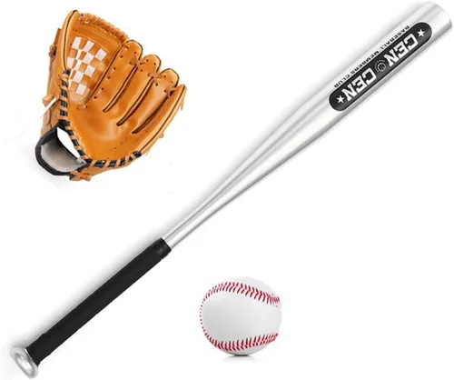Miniatura 10 de Juego de béisbol – Bate de aleación de aluminio de 25 pulgadas, guante de PVC de 10.5 pulgadas, pelota – Kit para jóvenes Negro