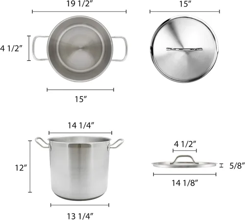 Miniatura 2 de Thunder Group SLSPS032 C 14-3/8 "Tapa de olla de acero inoxidable-SLSPS032