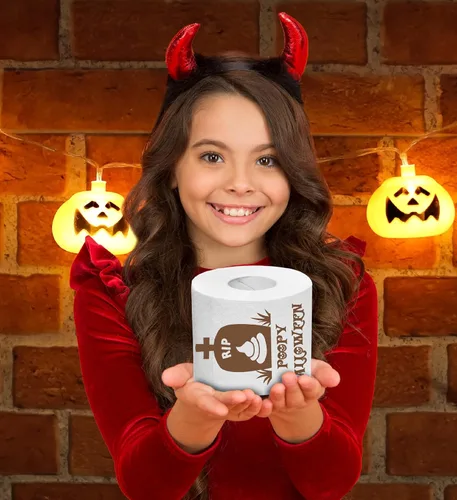 Miniatura 7 de Printed TP RIP - Papel higiénico impreso para Halloween, rollo de papel higiénico aterrador para sorpresa y divertido regalo novedoso para Marrón RIP
