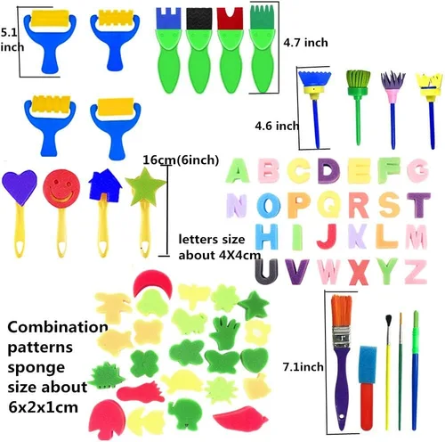 Miniatura 2 de Juego de 100 pinceles para niños sin derrames, con tapas de colores y bata de arte, juego de 100 pinceles para niños, pinceles de pintura para niños