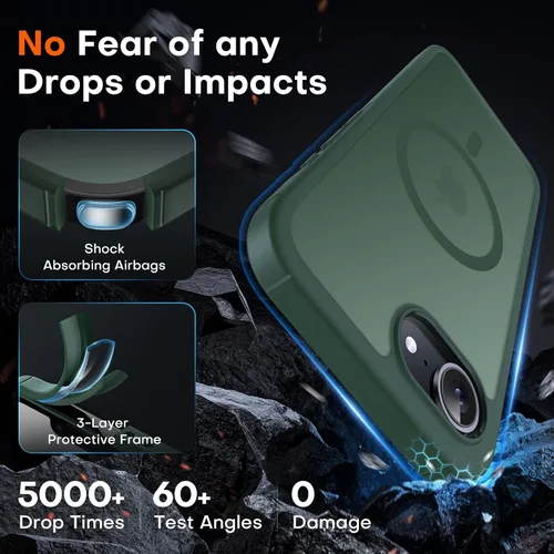 Miniatura 4 de TOCOL Funda para iPhone 17e, compatible con Magsafe, protección militar contra caídas, delgada, translúcida, mate, a prueba de golpes, para iPhone
