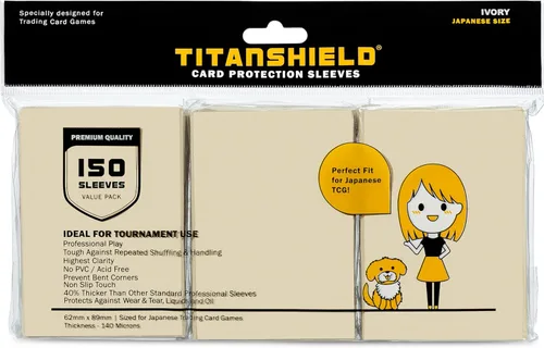 Miniatura 20 de TitanShield (150 funda/amarillo) - Fundas para tarjetas coleccionables de tamaño japonés para Yu-Gi-Oh, Cardfight! Vanguard y más