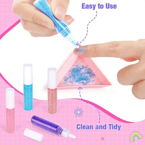 Miniatura 4 de Meaicezli Juego de esmaltes de uñas para niñas, kit de arte de uñas con secador de uñas, esmalte de uñas no tóxico para niños con purpurina y uñas