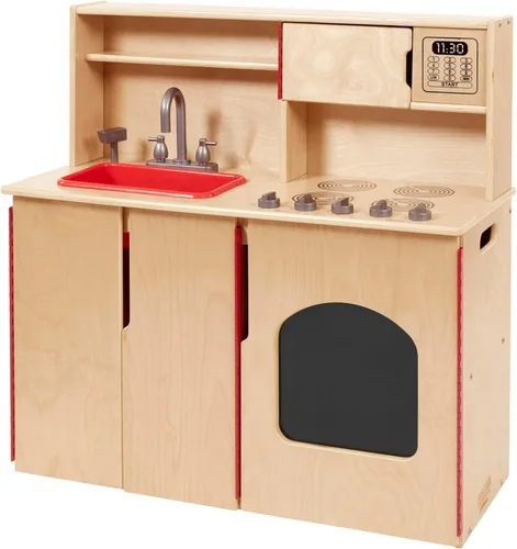 Miniatura 10 de Chef's Station - Juego de cocina de madera para niños, color nogal oscuro