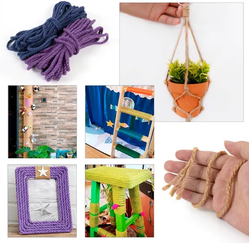 Miniatura 6 de Cuerda de yute de 0.197 in, cuerda de yute natural gruesa para jardín, cuerda de cáñamo resistente para exteriores, para jardinería, manualidades