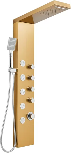 Miniatura 10 de ROVOGO Sistema de Torre de Panel de Ducha con Ducha de Lluvia Cascada, 5 Chorros Corporales y Mango de 3 Configuraciones, Columna de Ducha de Acero