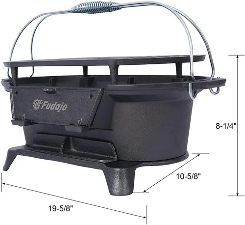 Miniatura 2 de Parrilla de carbón de mesa y hierro fundido Hibachi con plancha plana, barbacoa portátil al aire libre para camping, portón trasero y pícnic