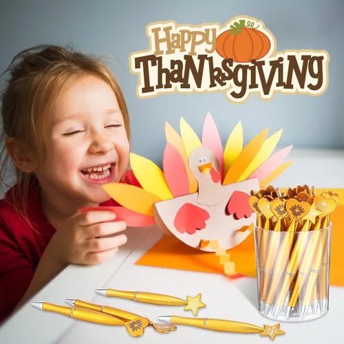 Miniatura 6 de Tinlade 120 bolígrafos de pavo para otoño, otoño, Acción de Gracias, calabaza, tinta de gel, bolígrafos de tinta de gel negra, con forma de corazón