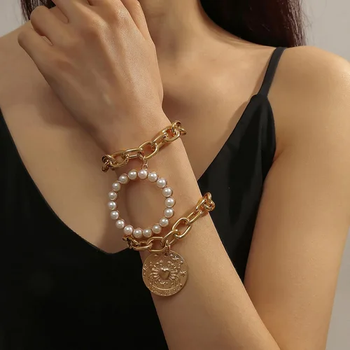 Miniatura 117 de Long tiantian Pulsera de oro gruesa para mujer, pulseras de oro delicadas, pulseras para mujer, pulseras apilables de eslabones de cadena