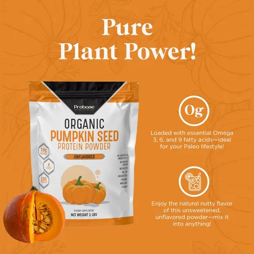 Miniatura 7 de Probase Nutrition, Polvo de proteína de semillas de calabaza, polvo de proteína de calabaza sin azúcar, ideal para apoyo posterior a la actividad